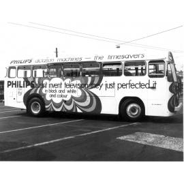 Bus with Philips TV advertisment painted on