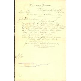Forwarding his resignation - E C Hodgsen (Steward and Dispenser, Hospital]