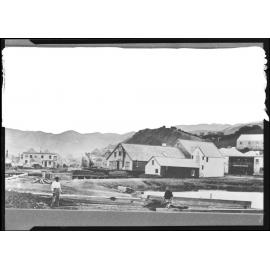 Early reclamation work, looking towards Willis Street