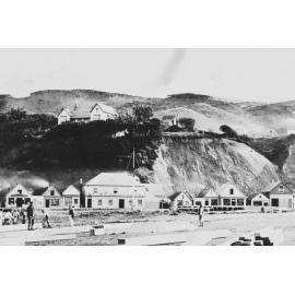 Lambton Quay, showing Crown and Anchor Hotel and reclamation in progress