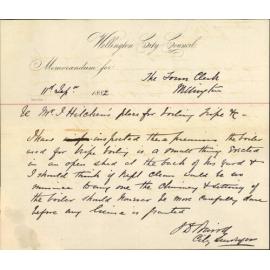 Application for leave to erect a tripe boiler in Cuba Street - J Hutchens