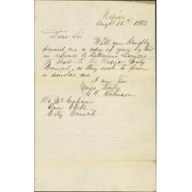 Application for copy of bylaws [for Napier City Council] - G J Robinson