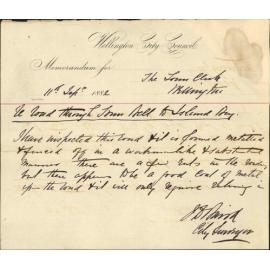 Handing over road through Town Belt to Island Bay - J F E Wright