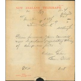 Asking for copy of kerosene storage bylaws - Town Clerk Dunedin