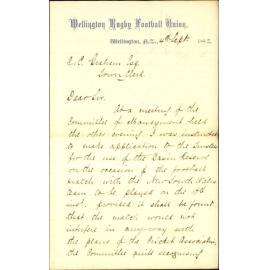 Asking for use of Basin Reserve on 11 September - Football Club Rugby Union