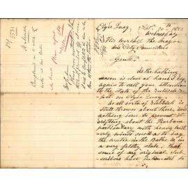 Complaint as to state of water at the baths - Henry Meech