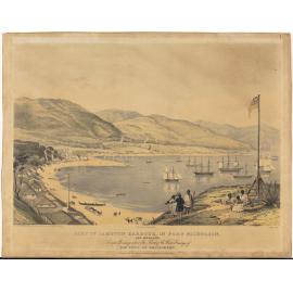 Part of Lambton Harbour, in Port Nicholson, by Charles Heaphy.  Lithograph by C Hullmandel