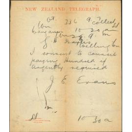 Agreeing for advance to be made to G H Baylis - J E Evans