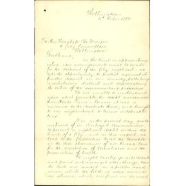 Petition protesting against the continuance of the Night Soil Depot at Mark Birds [part section 25, Town Belt]