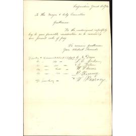 Application for increase of pay - G E Davis and others [Corporation Yard staff]