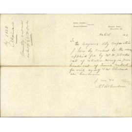 Consenting to advance asked for by W Oakes - N Richardson