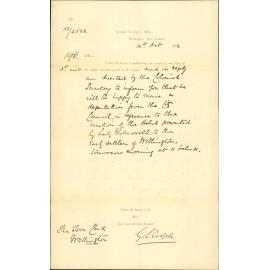 Accepting to receive deputation regarding Molesworth Monument - Colonial Secretary
