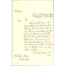 Disbursements in account of hospital and benevolent institute - Colonial Secretary