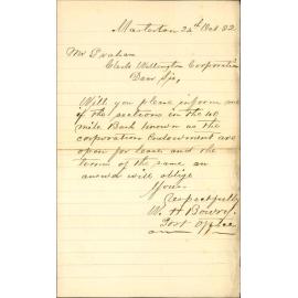 Enquiries as to leasing the Mangahao Reserve - W H Bowry