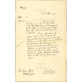 Asking corporation to pay certain hospital accounts - Colonial Secretary