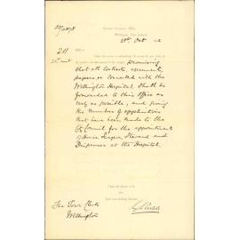Acknowledging vet of letter with list of applicants for hospital vacancies - Colonial Secretary