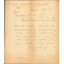 Enquiring as to what pipes are available for sale - Town Clerk Auckland