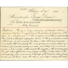 Price of water for machine power - George Dixon