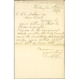 Agreeing to arrangement as to Te Aro reclamation - Robert Miller