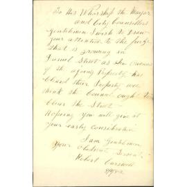 Complaint as to furze in Daniell Street - Robert Robert Carswell