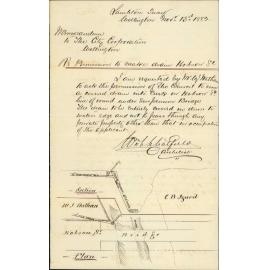 Asking permission to lay down drain at the Hobson Street bridge - W C Crawford
