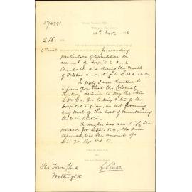 Government declining to pay the expenses of hospital enquiry - Colonial Secretary