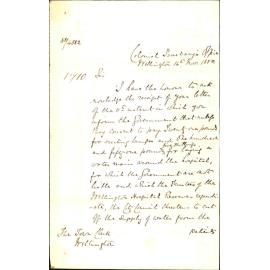 Agreeing to pay for water mains to hospital - Colonial Secretary