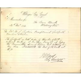 Complaint regarding state of Hawker Street - W G Tusten