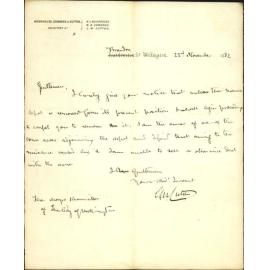 Notice of objection to the present night soil depot - C M Cutten