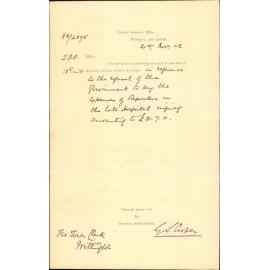 Acknowledging receipt of letter regarding hospital expenditure in enquiry committee - Colonial Secretary