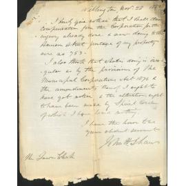 Complaint as to damage to his property in Hanson Street - J H Shaw