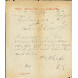 Enquiry as to definition of duties of Town Clerk - Town Clerk Auckland