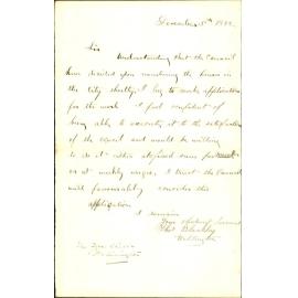 Application for the job of numbering the houses in the city - Thomas Blackley