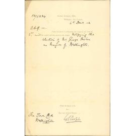 Acknowledging receipt of letter as to election of Mayor - Colonial Secretary