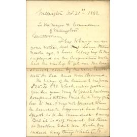 Asking compensation for horse drowned off the breastwork - J Collier