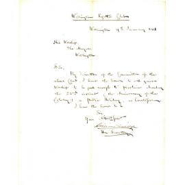 Asking that Anniversary Day, 22 Jan, might be proclaimed a holiday - Wellington Regatta Club