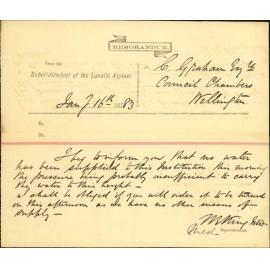 Complaint as to non supply of water - Lunatic Asylum