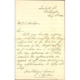 Application for testimonials as Hospital Steward - E Hylton