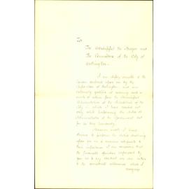 Reply to address from the Council and citizens - Sir James Prendergast