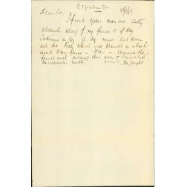 Complaint as to cutting down of certain trees - H Wright