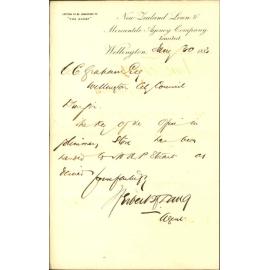 Has handed over keys of office of Plimmers Store to N P Stewart - Herbert Lang