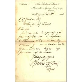 Works notice to give up possession of Plimmers Store - New Zealand Loan & Mercantile Agency Company