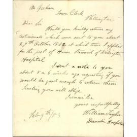 Asking for return of his testimonials - William Taylor