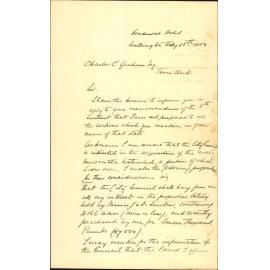 Offer as to land at Wainui watershed - A E Russell