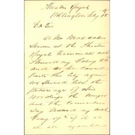 Asking patronage of council to entertainment at theatre - Macabre [Theatre Royal]