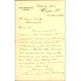 Offer of watershed at Kaiwarra [Kaiwharawhara] - Brandon Shaw & Brandon