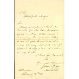 Claim in account of railway, Te Aro portion - John Bryce
