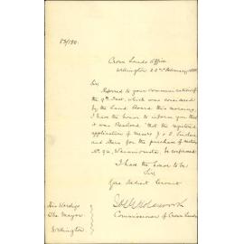 Application for part of the Wainui water works reserve, 640 acres - Crown Lands Department