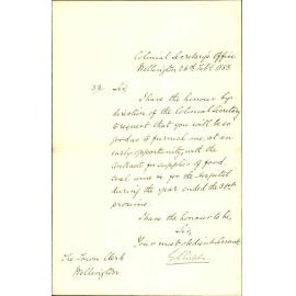 Asking for contract for hospital provisions - Colonial Secretary