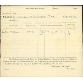 Application for remission of rates - William Leckie